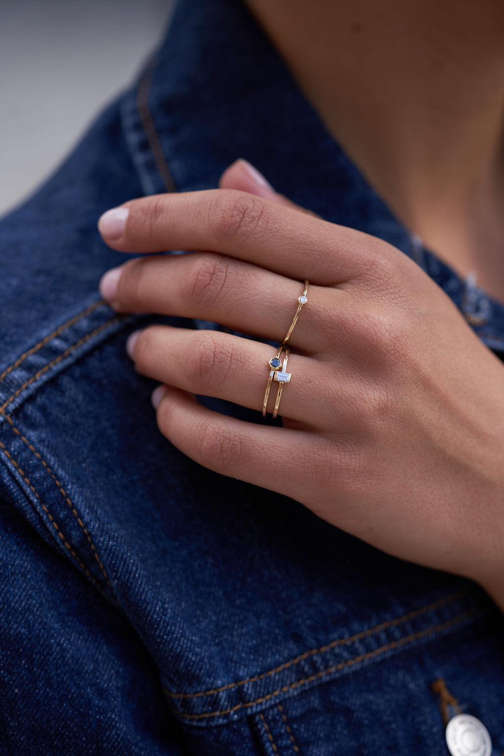 Vertical Baguette Diamond 14K Gold Ring