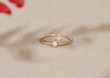 Vertical Baguette Diamond 14K Gold Ring