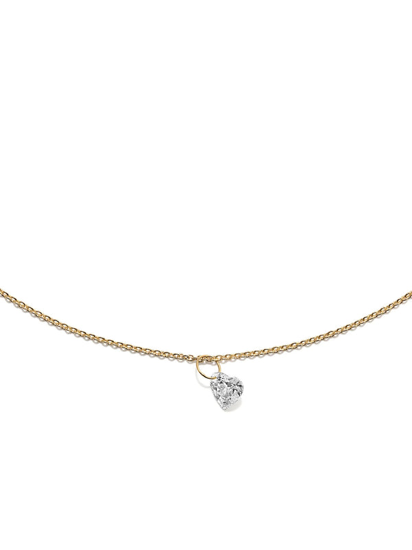 Gold Plated Necklace w. Floating Lab-Grown Heart 幸运168官方飞艇结果体彩查询网-168幸 Diamond