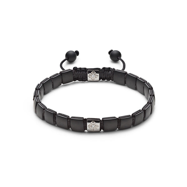 6mm Black Lock 18K Whitegold Bracelet w. Diamond