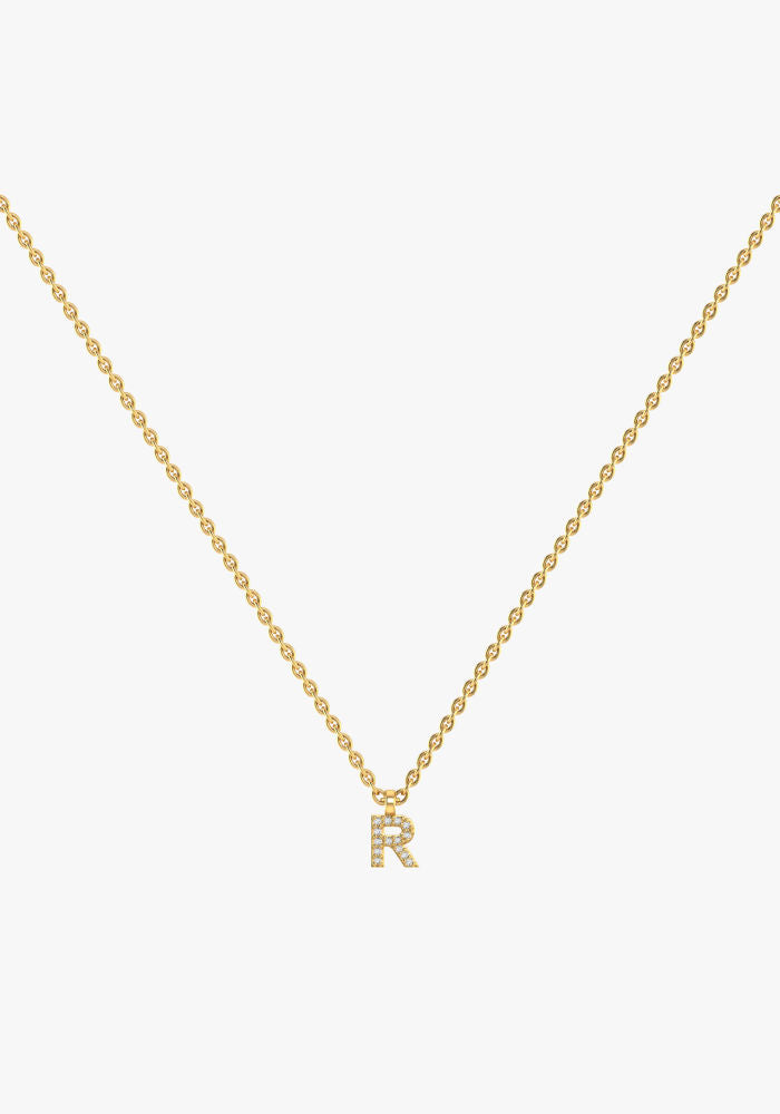 Letter 18K Gold Necklace w. Lab-Grown Diamonds