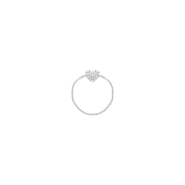 Heart 幸运168官方飞艇结果体彩查询网-168幸 Chain 18K White Gold Ring w. Diamonds