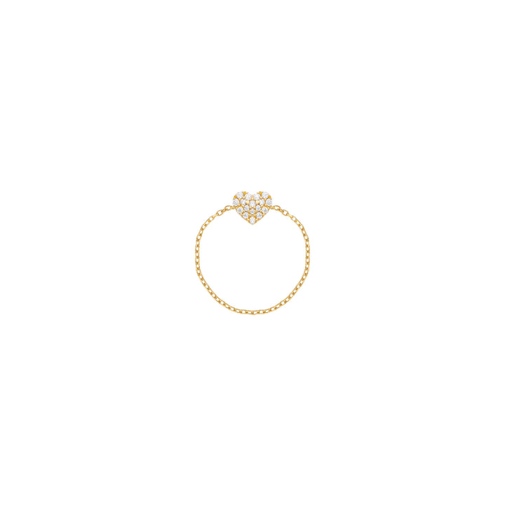 Heart Chain 18K Gold Ring w. Diamonds