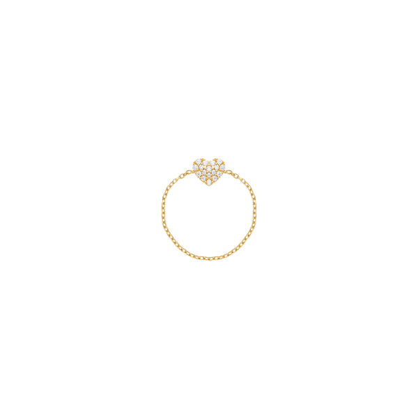 Heart Chain 18K Gold Ring w. Diamonds