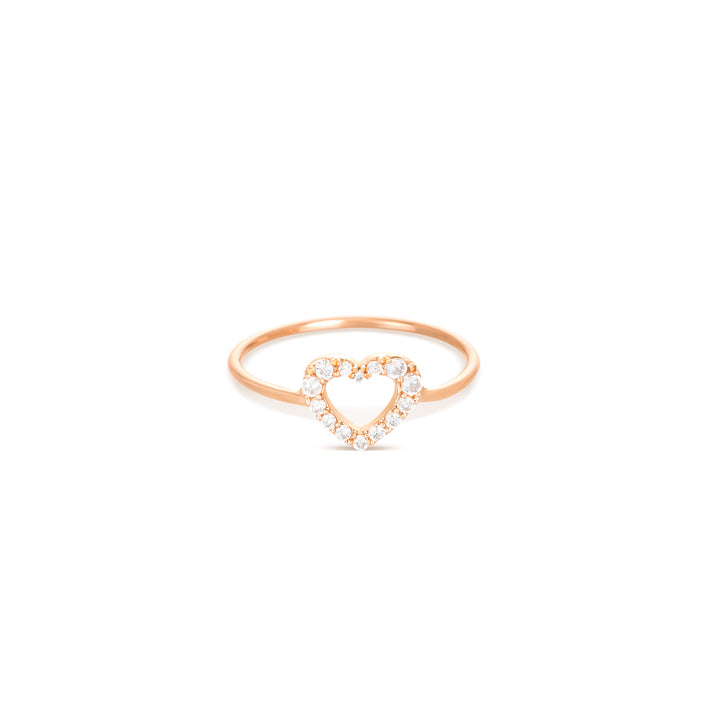 Heart 18K Rose Gold Ring w. Diamonds