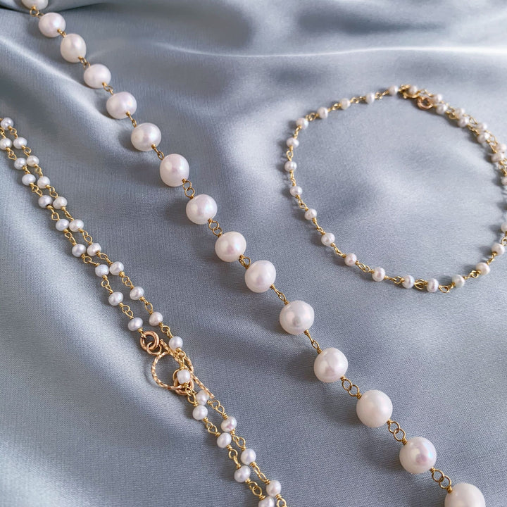Small Pearls Gold Plated Anklet w. Pearls