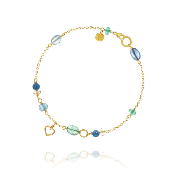 Piccolo Sea Breeze 18K Gold Bracelet w. Gemstones