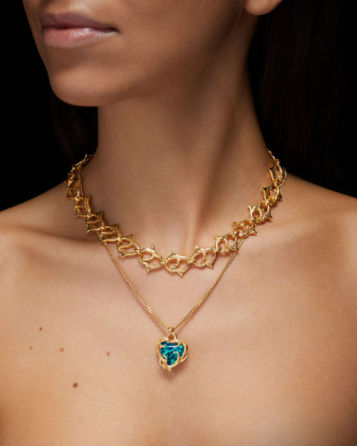 Secret Garden Gold Plated Necklace w. Synthetic Opal