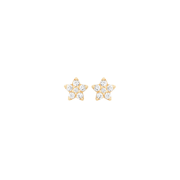 Mini Shooting Stars 18K Gold Earrings w. Diamond