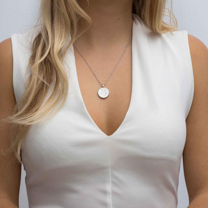 Zodiaco Gemini Silver Necklace w. White Zirconias