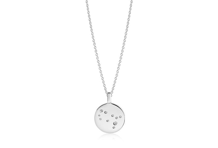 Zodiaco Gemini Silver Necklace w. White Zirconias