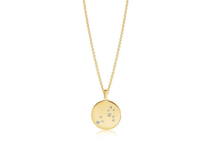 Zodiaco Leo Gold Plated Necklace w. White Zirconias
