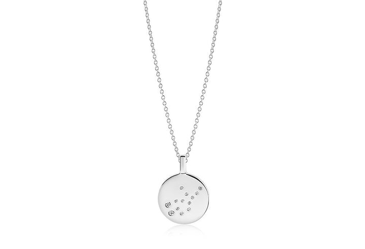 Zodiaco Virgo Silver Necklace w. White Zirconias