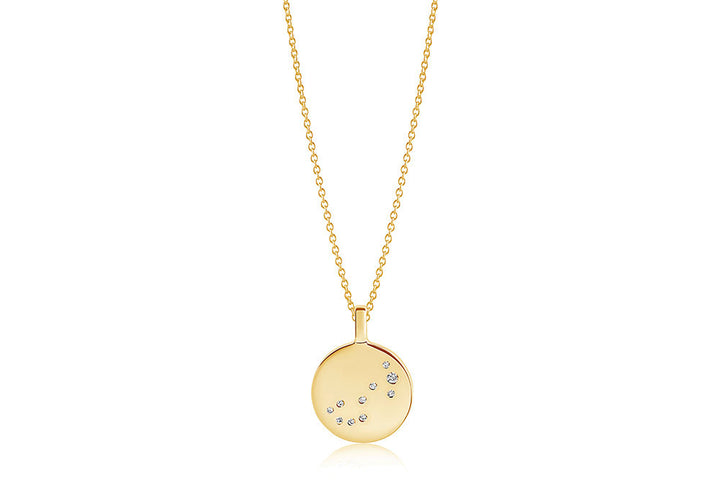 Zodiaco Scorpio Gold Plated Necklace w. White Zirconias