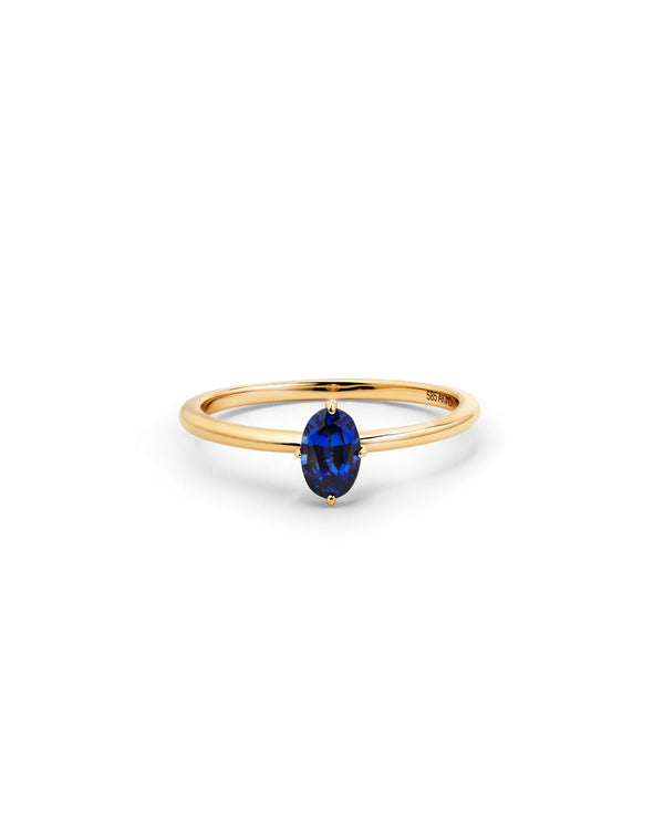 Sapphire Solitaire 14k Gold Ring